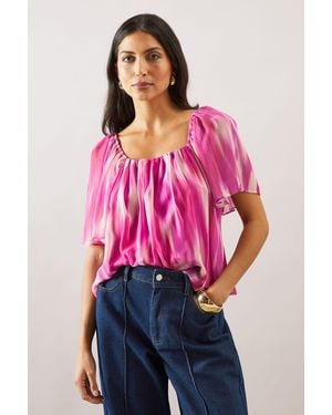 Wallis Ombre Square Neck Blouse - Pink