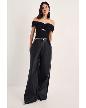 Nasty Gal Slouch Faux Leather Trousers - Blue