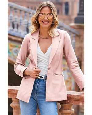 Sosandar Soft Luxe Leather Blazer - Pink