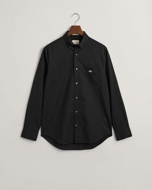 GANT Regular Fit Long Sleeve Poplin Shirt - Black