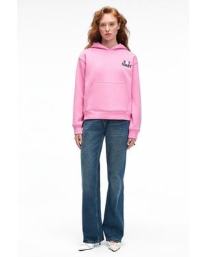 Grimelange Oversized Hooded Printed Sweatshirt - Pink