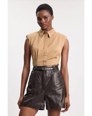 Karen Millen Leather Tailored Shorts - Black