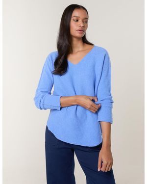 Blue Vanilla Soft Touch V-Neck Jumper - Blue