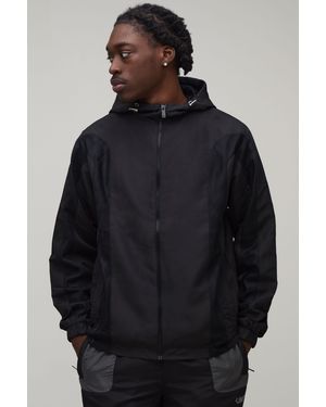 BoohooMAN Regular Fit Tonal Colour Block M Star Hooded Jacket - Blue