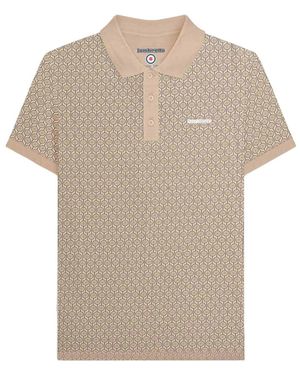 Lambretta Aw24 Geometric Polo Shirt Cotton - Natural