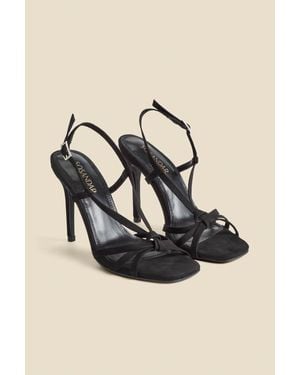 Sosandar Strappy Square Toe Sandals - Black