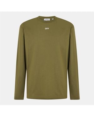 Off-White c/o Virgil Abloh Off Crew Neck Long Sleeve Regular Fit T-Shirt - Green