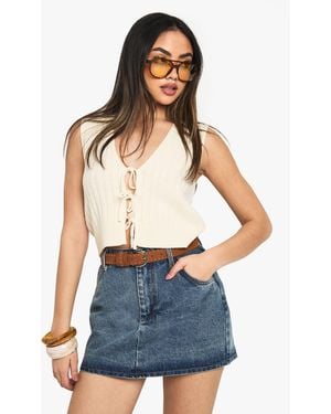 Boohoo Knitted Tie Detail Waistcoat - Blue