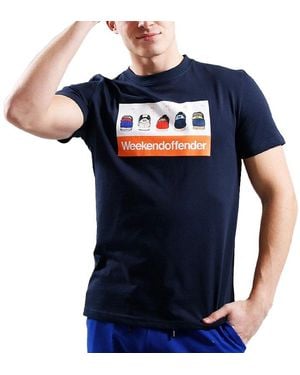 Weekend Offender T Shirts Trainerspotting Crew Neck Short Sleeve Cotton Tee - Blue