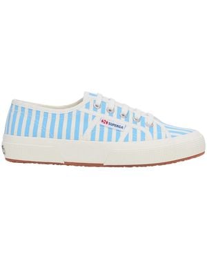 Superga Ladies 2750 Striped Trainers (Off/Azure Summer Sky) - Blue