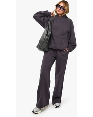 Boohoo Pintuck Detail Deep Waistband Wide Leg Jogger - Grey