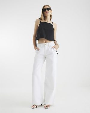 River Island Wide Leg Jeans Low Rise Baggy Cotton - White