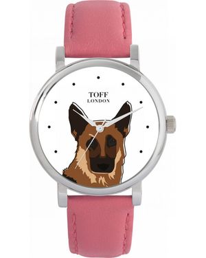 Toff London Tlws-21847 Ladies German Shepherd Dog Head Watch - Red
