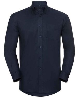 Russell Collection Oxford Long-Sleeved Formal Shirt (Bright) - Blue