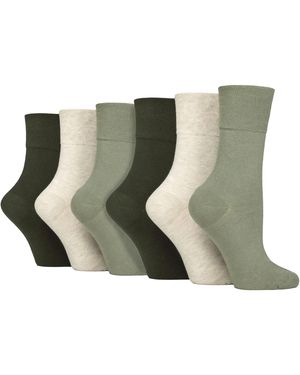 IOMI 6 Pack Ladies Non Elastic Cotton Diabetic Socks With Seamless Toe - Green