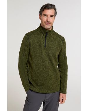 Mountain Warehouse 'Idris' Fleece Jumper Half Zip Breathable Warm Coat - Green