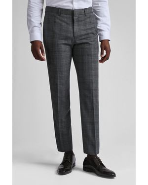 Ted Baker Zion Charcoal Text Check Slim Trousers - Grey