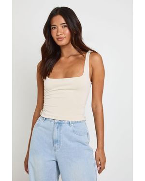 Boohoo Square Neck Tie Back Vest Top - Blue