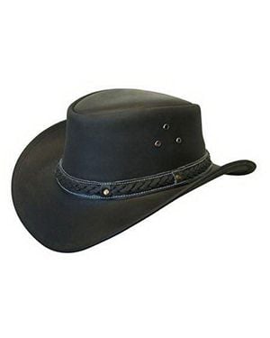 Infinity Leather Cowboy Outback Real Aussie Bush Hat - Black