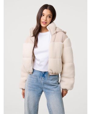 Pink Vanilla Teddy Coat With Hood - White