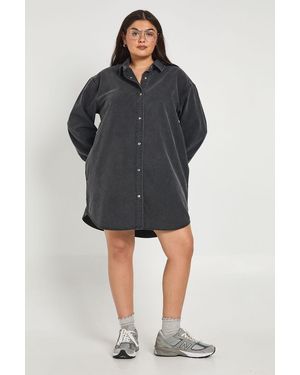 Boohoo Plus Oversized Denim Shirt Dress - Black