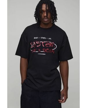 BoohooMAN Tall Oversized System Of A Down License Printed T-Shirt - Black