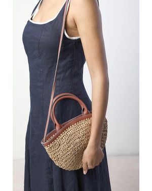 Where's That From Jianna Woven Raffia Tote With Cross Body - Blue