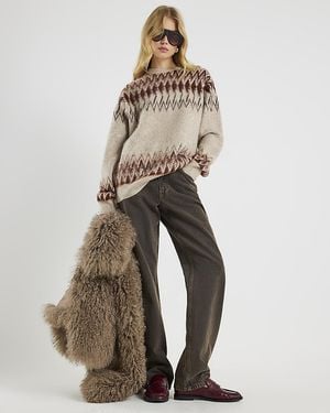 River Island Jumper Regular Fit Fairisle - Natural