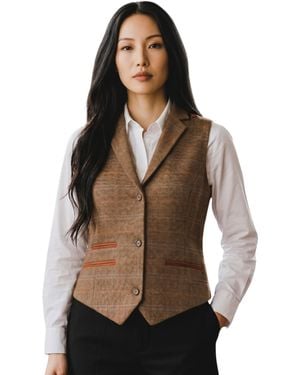 TruClothing Tailored Fit Tweed Waistcoat Formal Vest - Black
