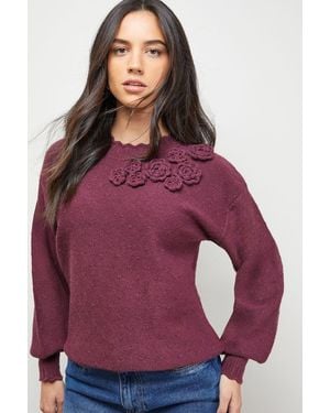 Oasis Floral Detail Long Sleeve Jumper - Purple