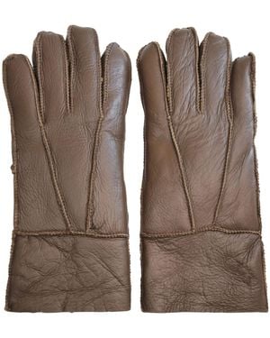 Infinity Leather Sheepskin Gloves With Roll Up/Down Cuff - Brown