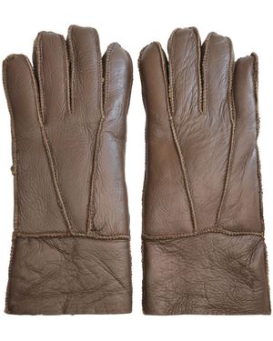 Infinity Leather Sheepskin Gloves With Roll Up/Down Cuff - Brown