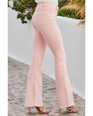 Sosandar Soft Kick Flare Jeans Denim - Pink