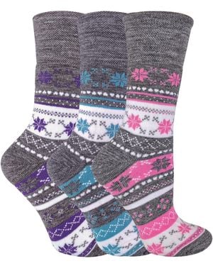 Sock Snob 3 Paar Thermo Sokken Met Fairisle-patroon Voor - Paars