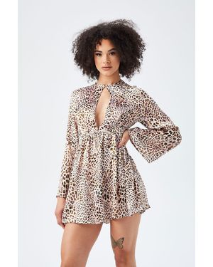 Urban Bliss Jennifer Flared Sleeve Mini Dress - Brown
