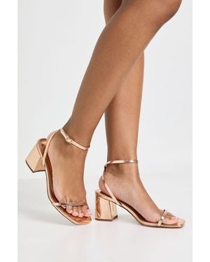 Boohoo Wide Fit Square Toe 2 Part Block Toe Heel - Pink