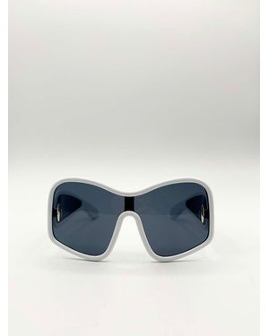 SVNX Square Oversized Mask Sunglasses - Blue