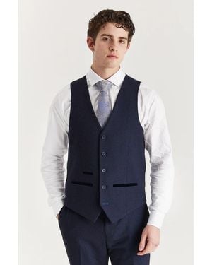 Paul Andrew Suit Waistcoat Prince Of Wales Formal - Blue