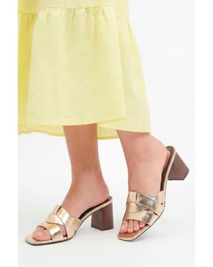 Wallis Brooklyn Faux Leather Block Heel Mules - Yellow