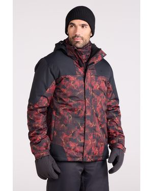 Mountain Warehouse 'Shadow Ii' Printed Ski Jacket With Multiple Pockets Snow Proof Coat - Red