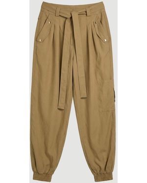 Karen Millen Cupro Utility Twill Woven Trouser - Natural