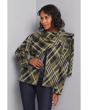 Wallis Tartan Scarf Cape Cardigan - Grey