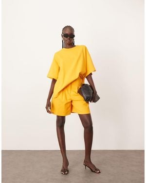 ARRANGE Premium Textured Jersey City Shorts Co-Ord - Yellow