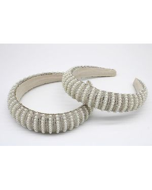 SVNX Crystal Gems And Mini Pearls Headband - Metallic