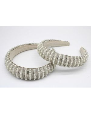 SVNX Crystal Gems And Mini Pearls Headband - Metallic