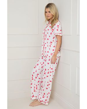 Oasis Hearts Short Sleeve Jersey Pyjama Set - Pink