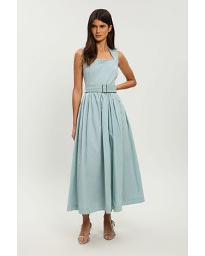 Karen Millen Petite Scoop Neck Jersey Cotton Mix Maxi Dress - Blue