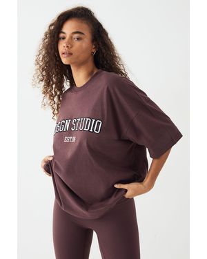 DSGN Studio Applique Oversized T-Shirt - Purple