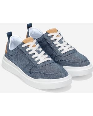 Cole Haan Grandpro Rally Canvas 100% Cotton Chambray/Suede/Optic Trainers - Blue