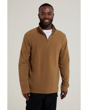 Mountain Warehouse 'Camber Ii' Half Zip Fleece Top Antipill Breathable Casual Winter Jumper - Natural